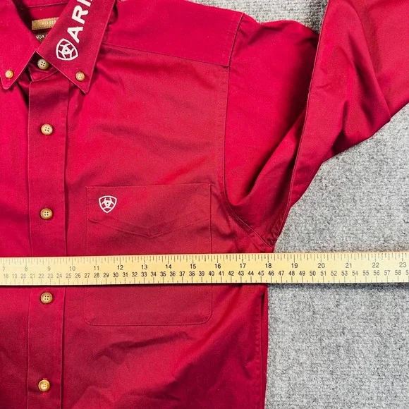 Ariat Men's XS Red Team Logo Twill Fitted Button Down Western Shirt Rodeo Cowboy - Picture 14 of 16
